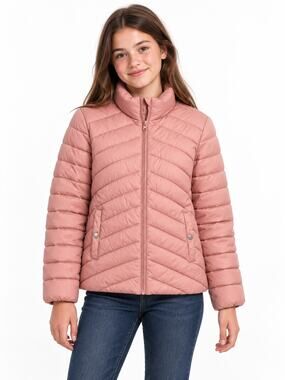 Mango MNG Girls' Blush Pink Quilted Puffer Jacket size 13-14